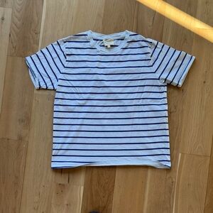 Sezane Blue and White Striped Short Sleeve Tee